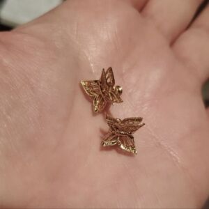 Vintage Monet Gold Butterfly Filigree Stud Earrings
